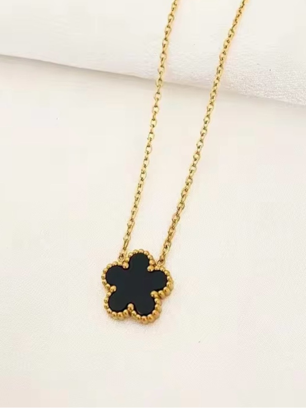 Target Gold-Tone Necklace with Black Clover Pendant